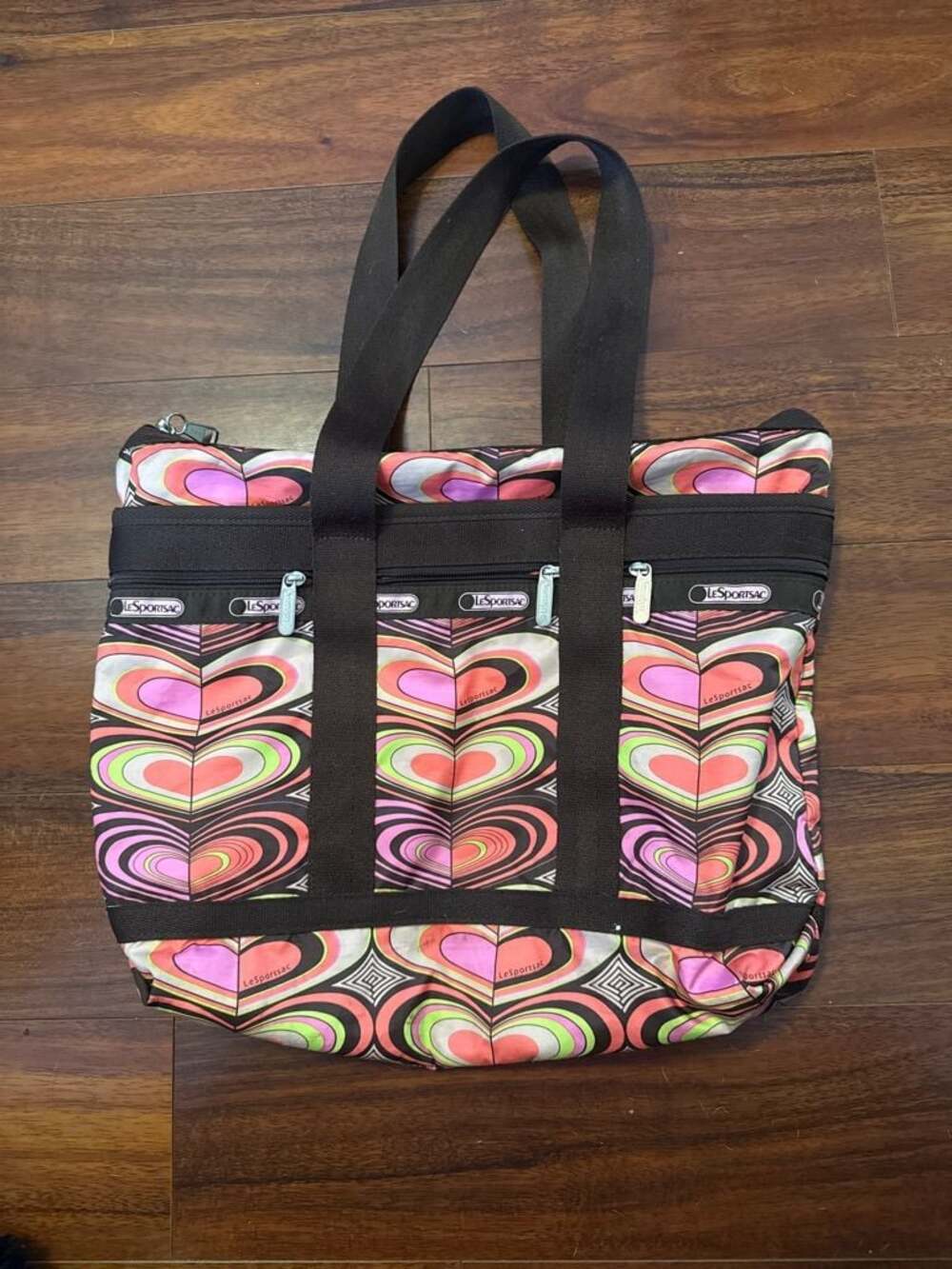 LeSportsac Everygirl Tote Bag Multi-Color Heart Print